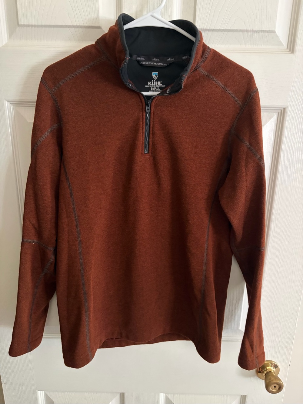 Kuhl Men's Rust Half-Zip Sweater with Charcoal Trim
